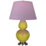 Double Gourd 31"H Citron And Silver Lamp w/ Lavender And Plum Shade