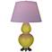 Double Gourd 31"H Citron And Silver Lamp w/ Lavender And Plum Shade
