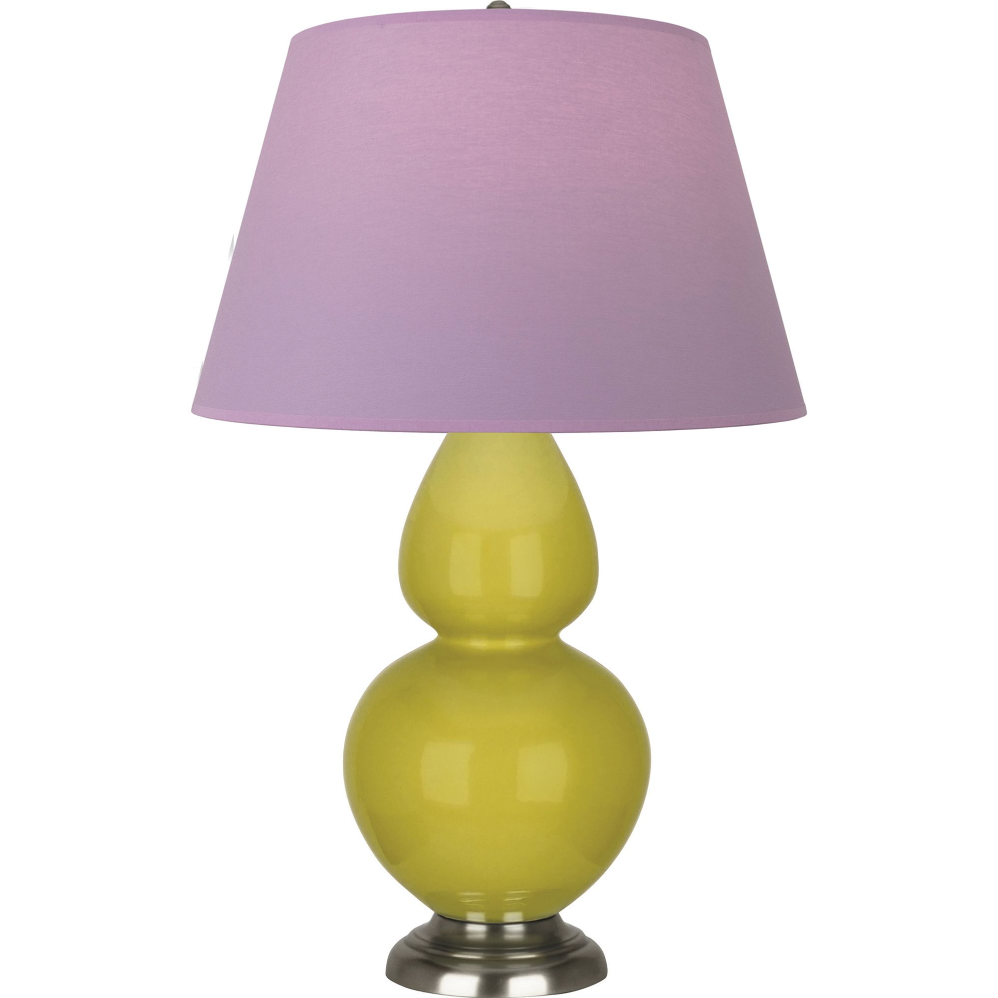 Image 2 Double Gourd 31"H Citron And Silver Lamp w/ Lavender And Plum Shade more views