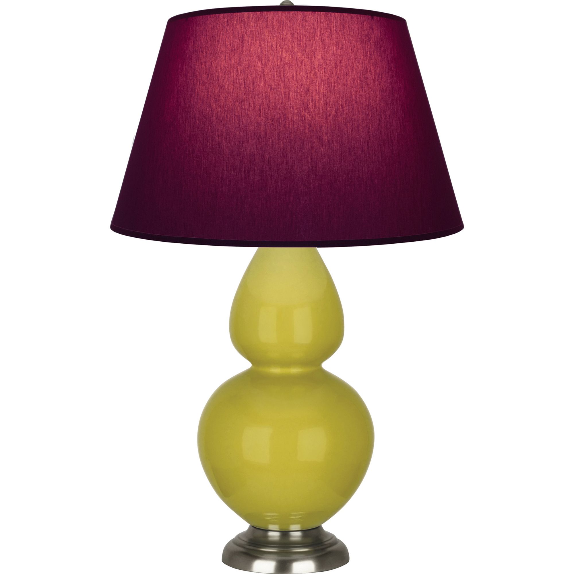 Image 2 Double Gourd 31"H Citron And Silver Lamp w/ Plum And Lavender Shade more views