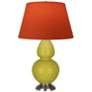 Double Gourd 31"H Citron And Silver Lamp w/ Tangerine And Taupe Shade