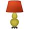 Double Gourd 31"H Citron And Silver Lamp w/ Tangerine And Taupe Shade