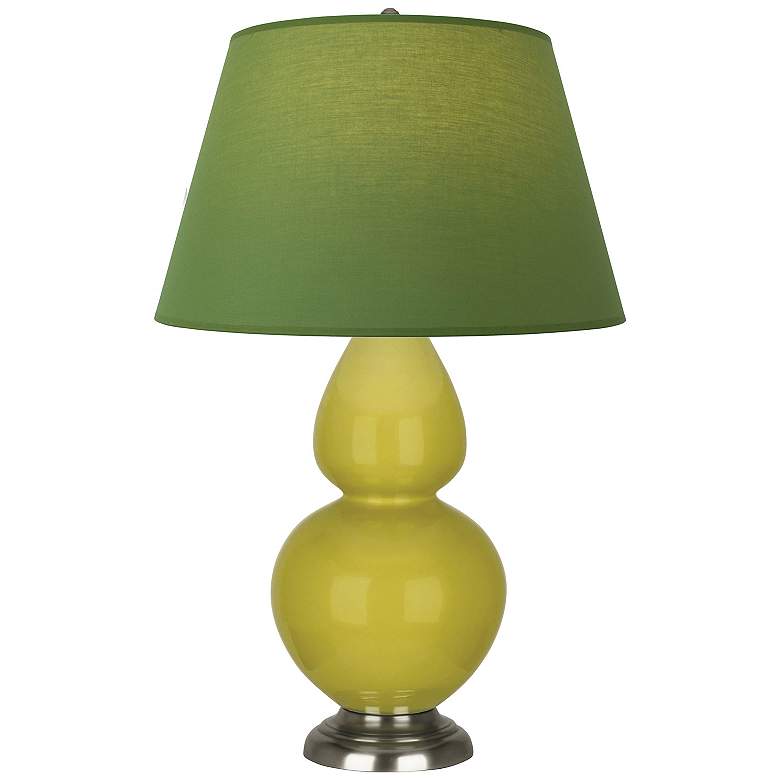 Image 1 Double Gourd 31"H Citron And Silver Lamp w/ Tea Green And Taupe Shade