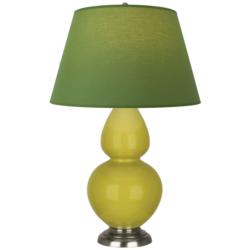 Double Gourd 31"H Citron And Silver Lamp w/ Tea Green And Taupe Shade