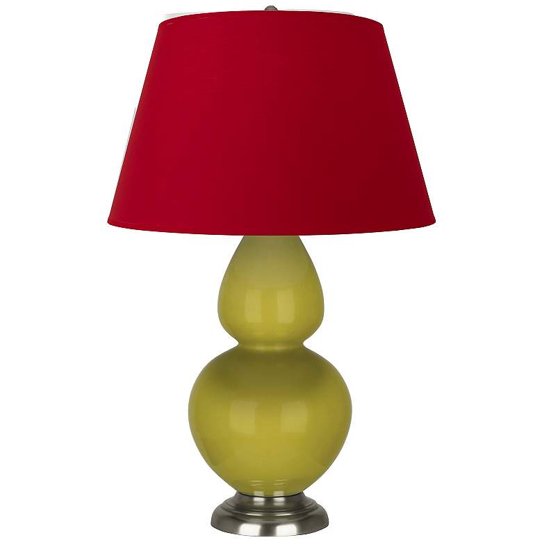 Image 1 Double Gourd 31"H Citron And Silver Table Lamp w/ Black And Red Shade