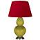Double Gourd 31"H Citron And Silver Table Lamp w/ Black And Red Shade