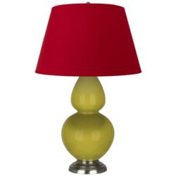 Double Gourd 31"H Citron And Silver Table Lamp w/ Black And Red Shade