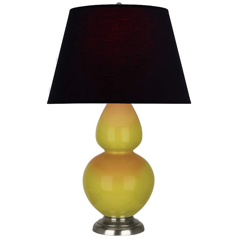 Image 1 Double Gourd 31"H Citron And Silver Table Lamp w/ Ink And Rose Shade