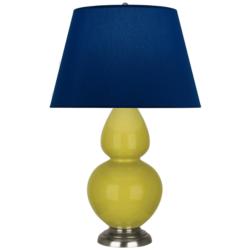 Double Gourd 31"H Citron And Silver Table Lamp w/ Navy And Gray Shade