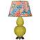 Double Gourd 31"H Citron And Silver Table Lamp w/ Spring Floral Shade