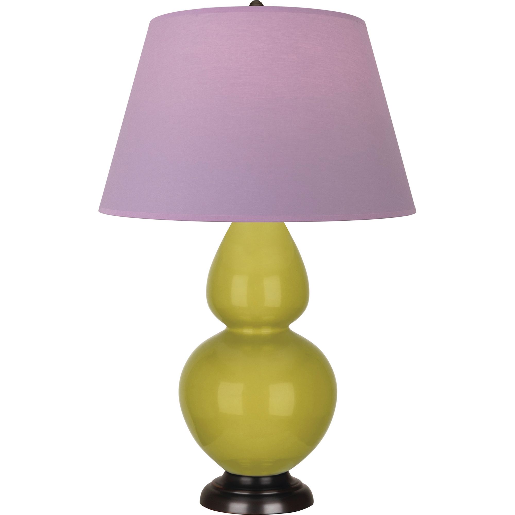 Image 2 Double Gourd 31"H Citron & Bronze Lamp w/ Lavender & Plum Made to Order more views