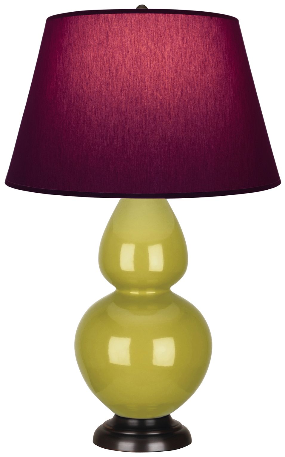 Double Gourd 31"H Citron & Bronze Lamp w/ Plum & Lavender Made to Order