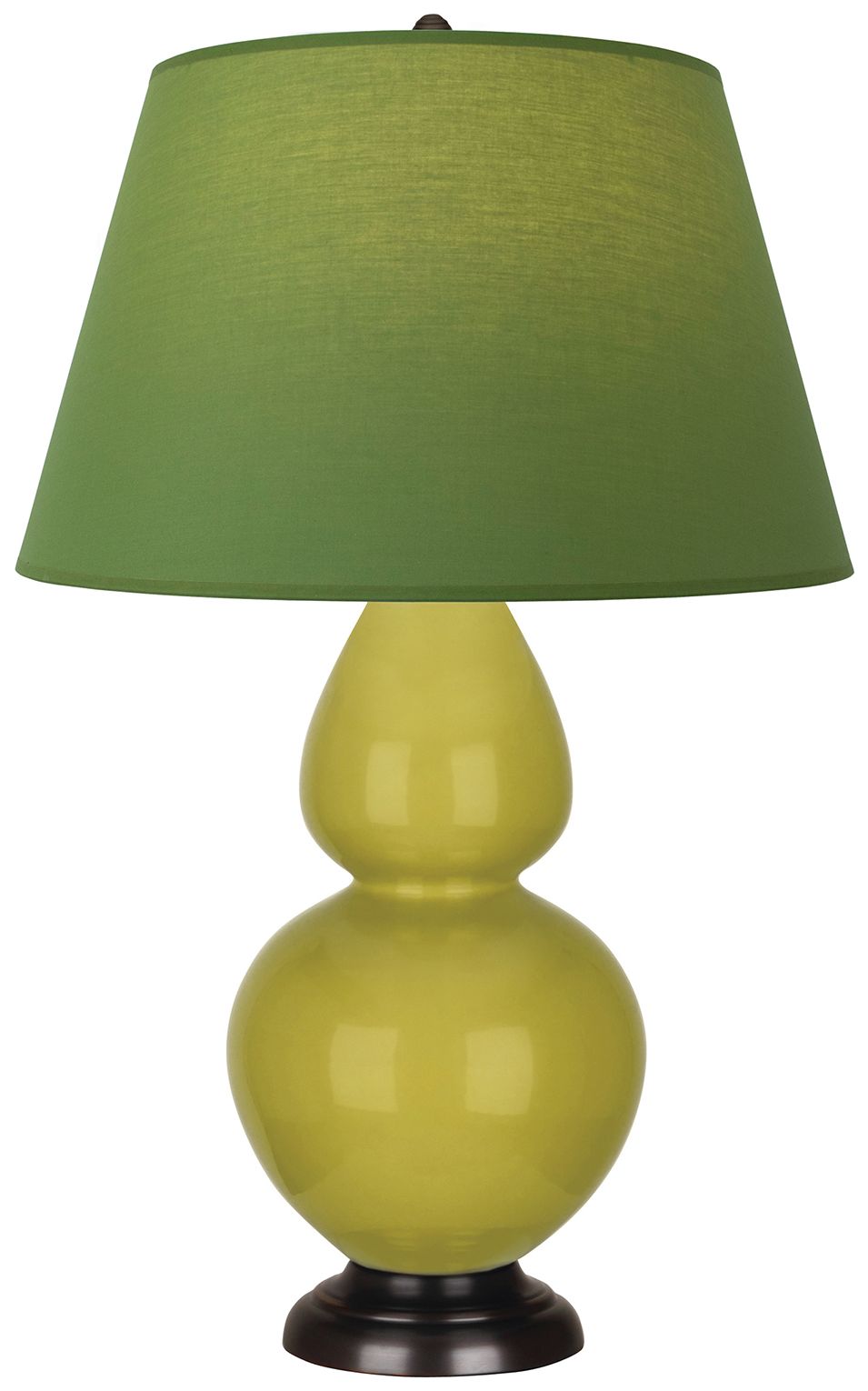 Double Gourd 31"H Citron & Bronze Lamp w/ Tea Green & Taupe Made to Order
