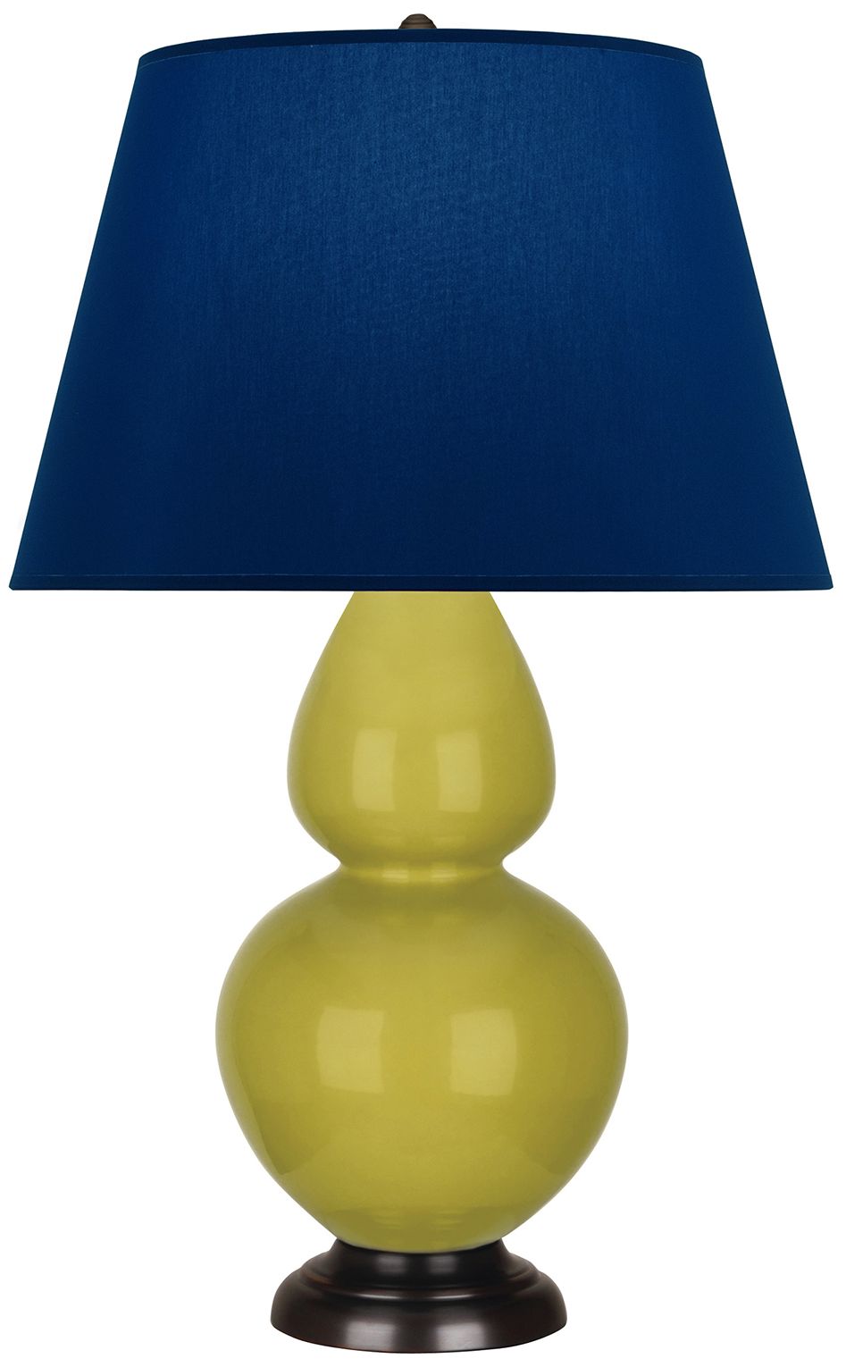Double Gourd 31"H Citron & Bronze Table Lamp w/ Navy & Gray Made to Order