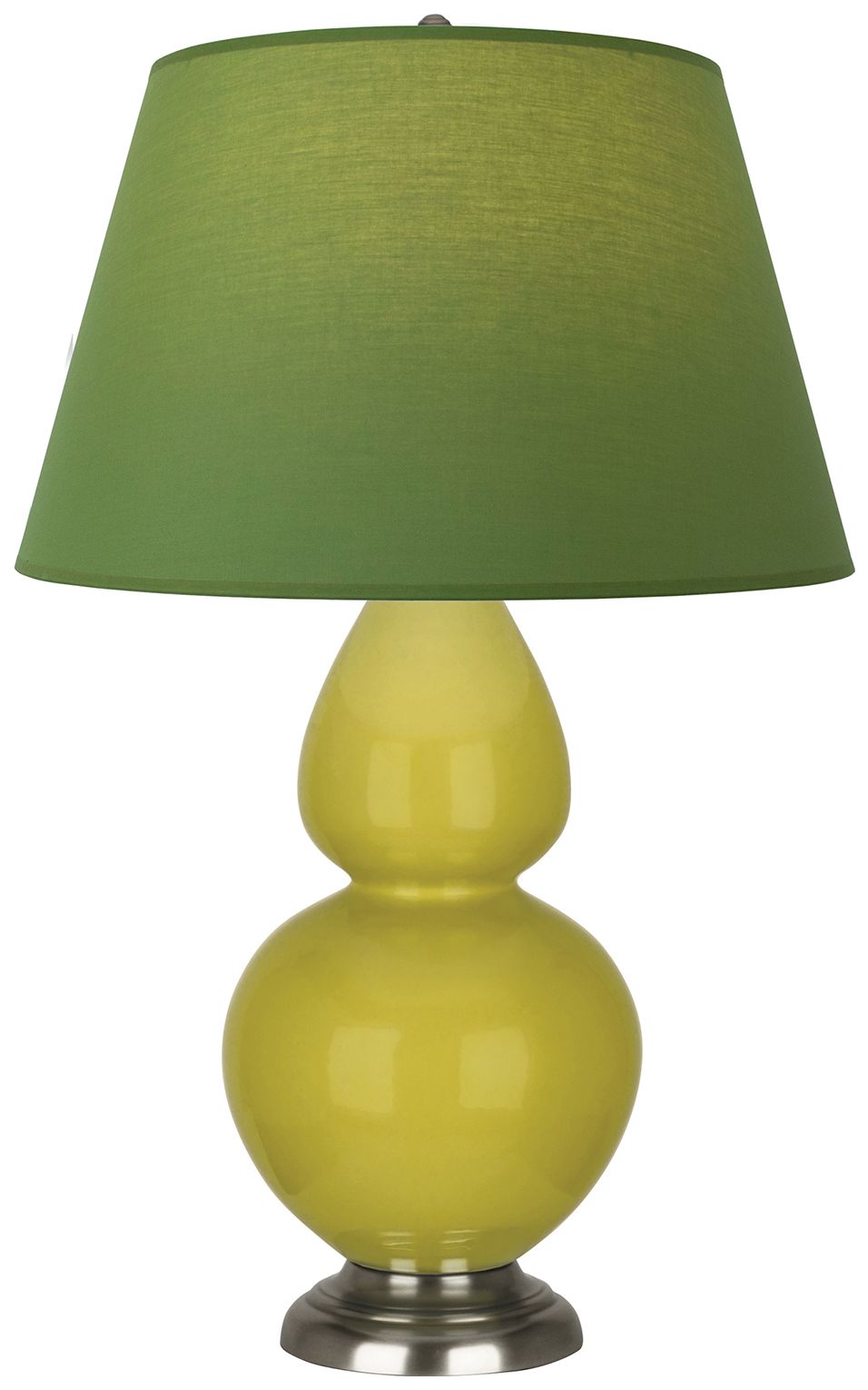 Double Gourd 31"H Citron & Silver Lamp w/ Tea Green & Taupe Made to Order