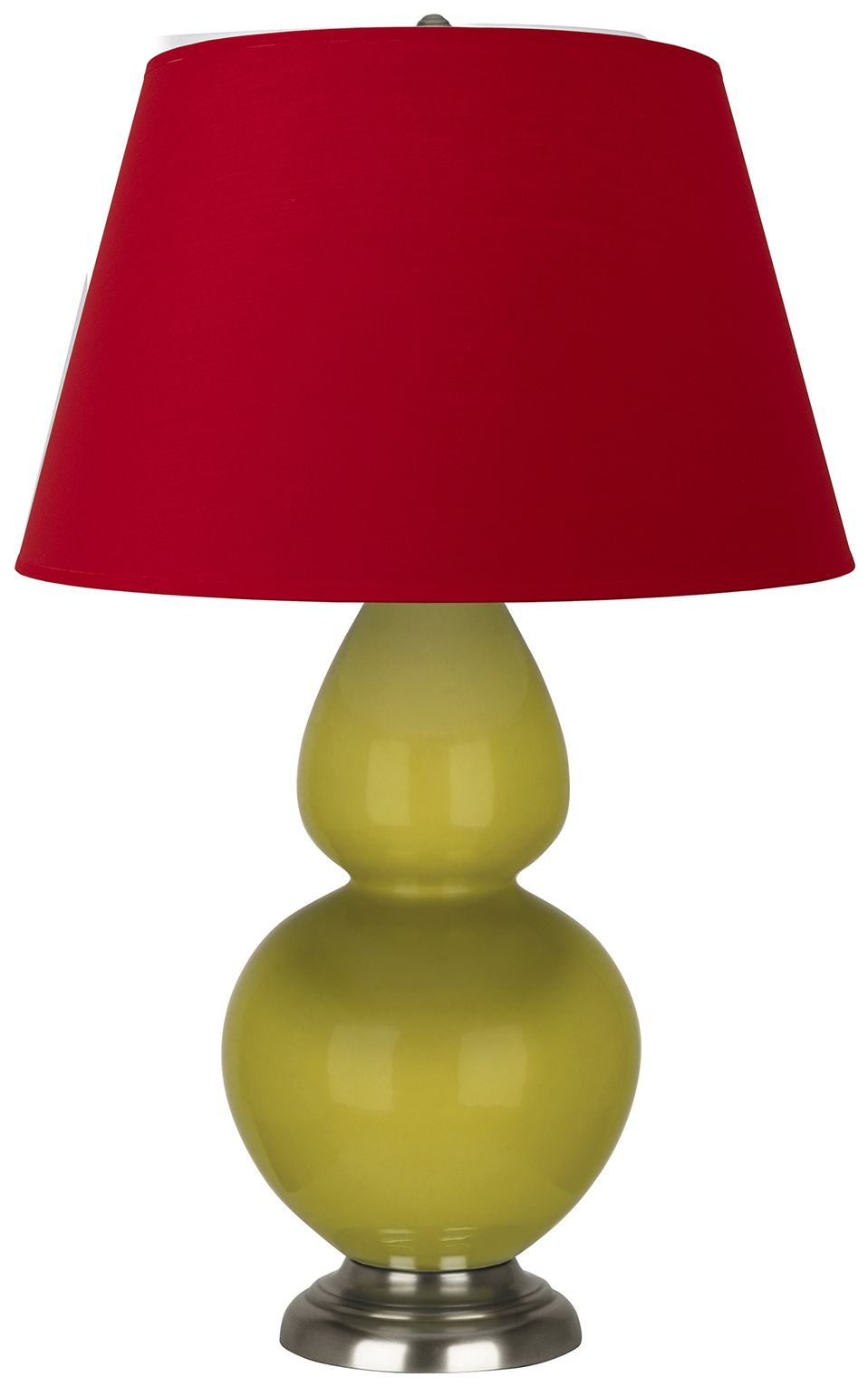 Double Gourd 31"H Citron & Silver Table Lamp w/ Black & Red Made to Order