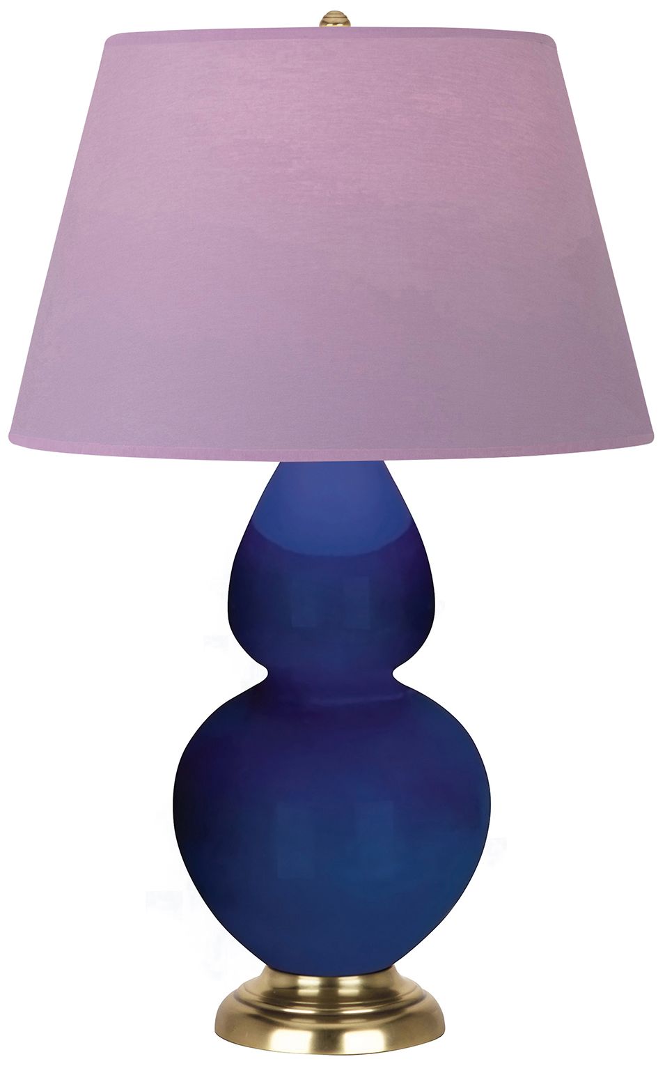 Double Gourd 31"H Cobalt And Brass Lamp w/ Lavender And Plum Made to Order