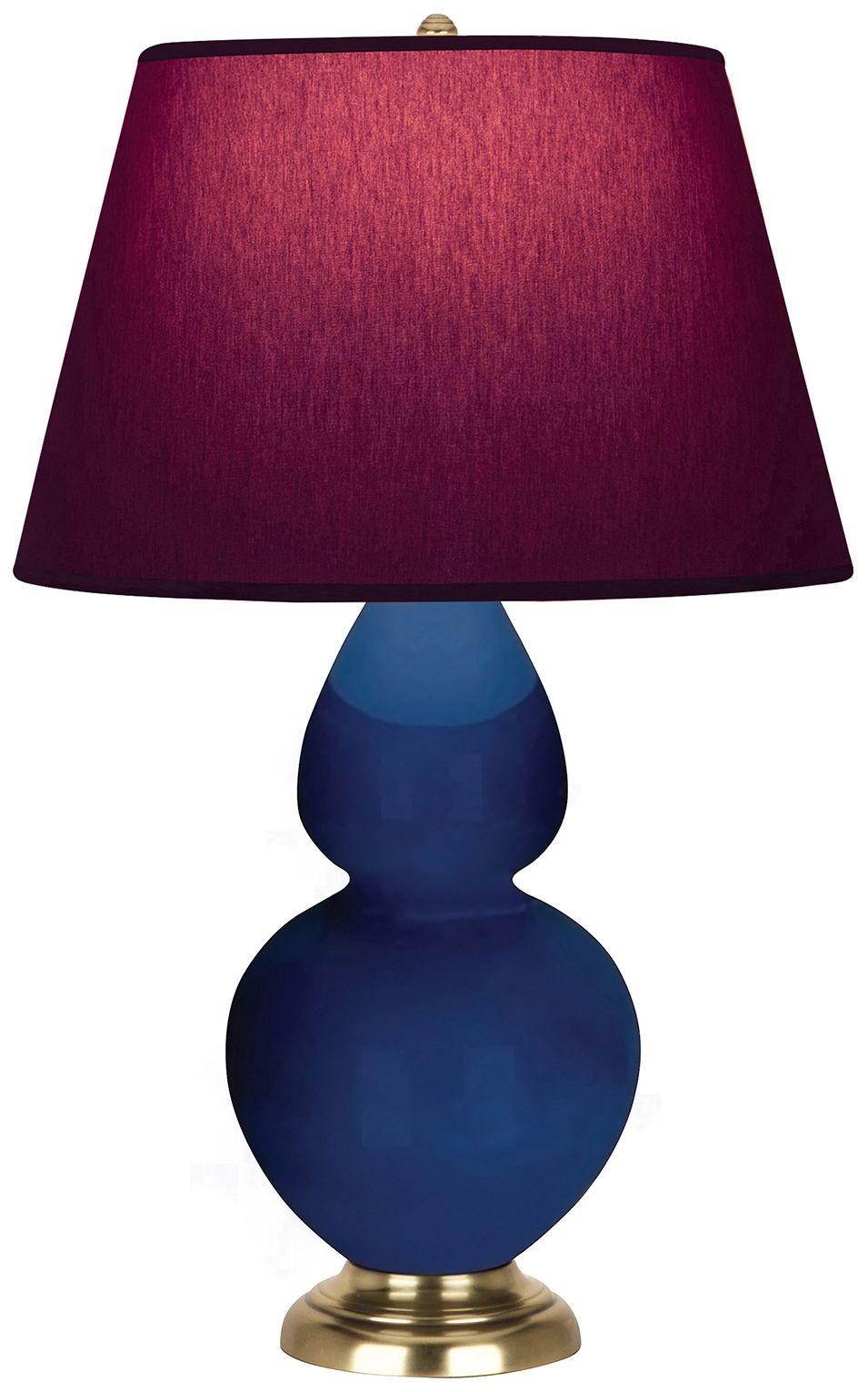 Double Gourd 31"H Cobalt And Brass Lamp w/ Plum And Lavender Made to Order