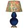 Double Gourd 31"H Cobalt And Brass Table Lamp w/ Fall Floral Shade