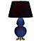 Double Gourd 31"H Cobalt And Brass Table Lamp w/ Ink And Rose Shade