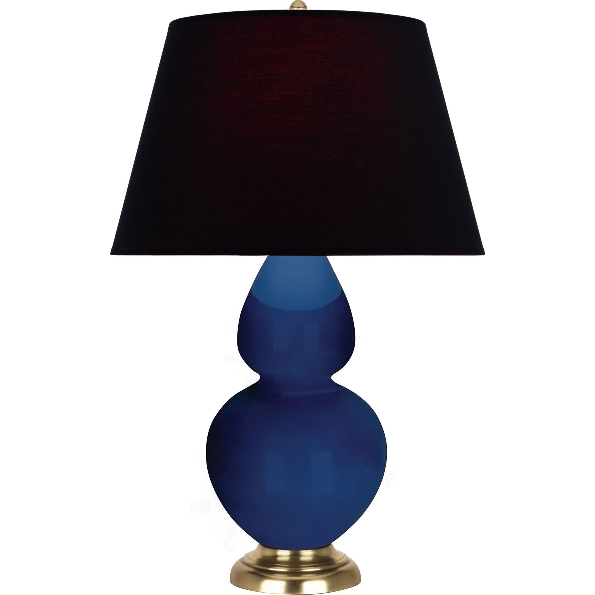 Image 2 Double Gourd 31"H Cobalt And Brass Table Lamp w/ Ink And Rose Shade more views