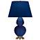 Double Gourd 31"H Cobalt And Brass Table Lamp w/ Navy And Gray Shade
