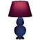 Double Gourd 31"H Cobalt And Bronze Lamp w/ Plum And Lavender Shade