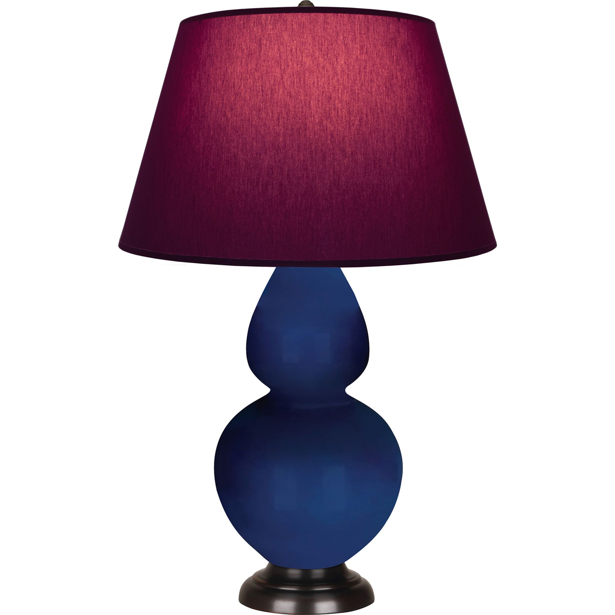 Image 2 Double Gourd 31"H Cobalt And Bronze Lamp w/ Plum And Lavender Shade more views