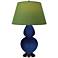 Double Gourd 31"H Cobalt And Bronze Lamp w/ Tea Green And Taupe Shade