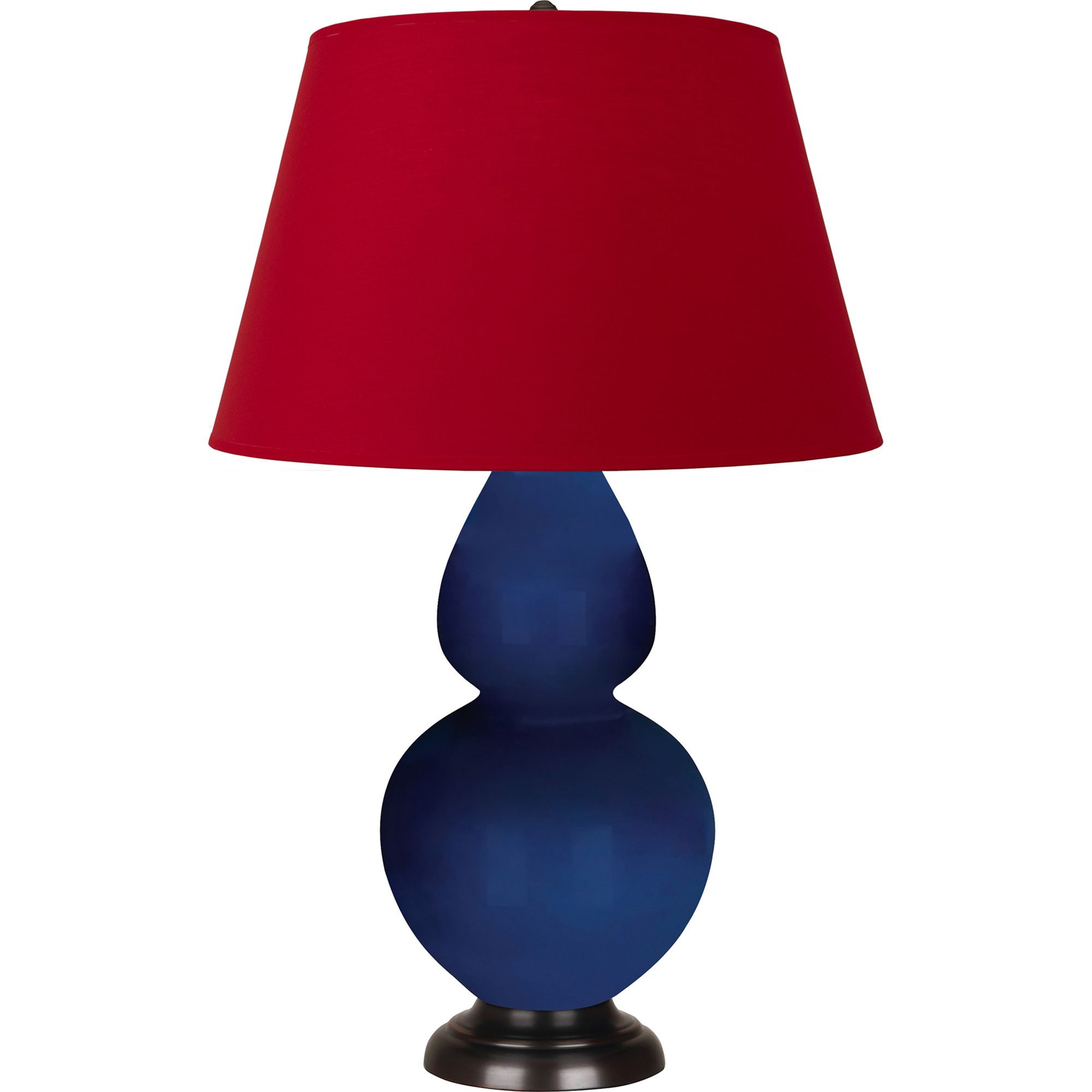 Image 2 Double Gourd 31"H Cobalt And Bronze Table Lamp w/ Black And Red Shade more views