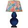 Double Gourd 31"H Cobalt And Bronze Table Lamp w/ Spring Floral Shade