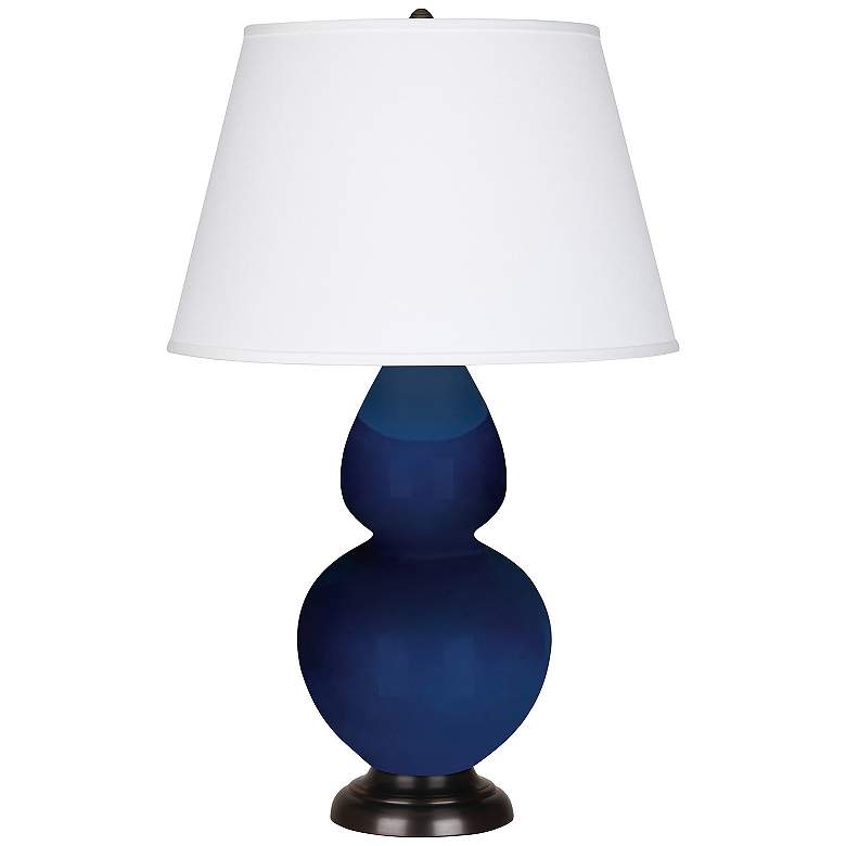 Image 1 Double Gourd 31"H Cobalt And Deep Bronze Table Lamp With Pearl Shade