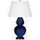 Double Gourd 31"H Cobalt And Deep Bronze Table Lamp With Pearl Shade