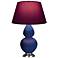 Double Gourd 31"H Cobalt And Silver Lamp w/ Plum And Lavender Shade