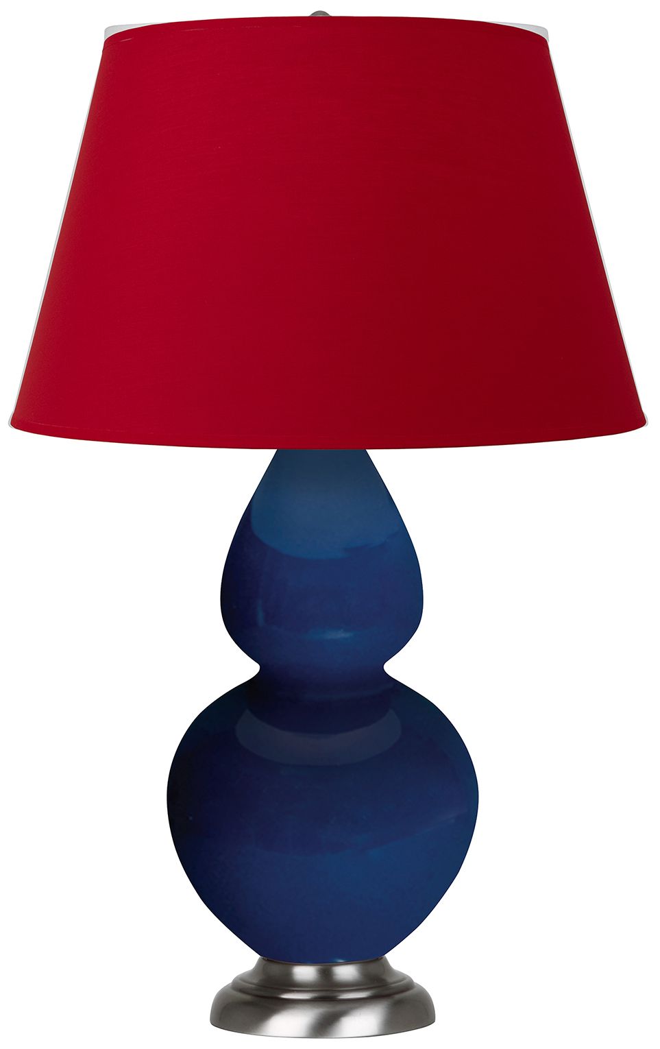 Double Gourd 31"H Cobalt And Silver Lamp w/ Rose And Ink Made to Order