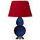 Double Gourd 31"H Cobalt And Silver Lamp w/ Rose And Ink Shade