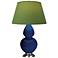 Double Gourd 31"H Cobalt And Silver Lamp w/ Tea Green And Taupe Shade