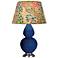 Double Gourd 31"H Cobalt And Silver Table Lamp w/ Fall Floral Shade