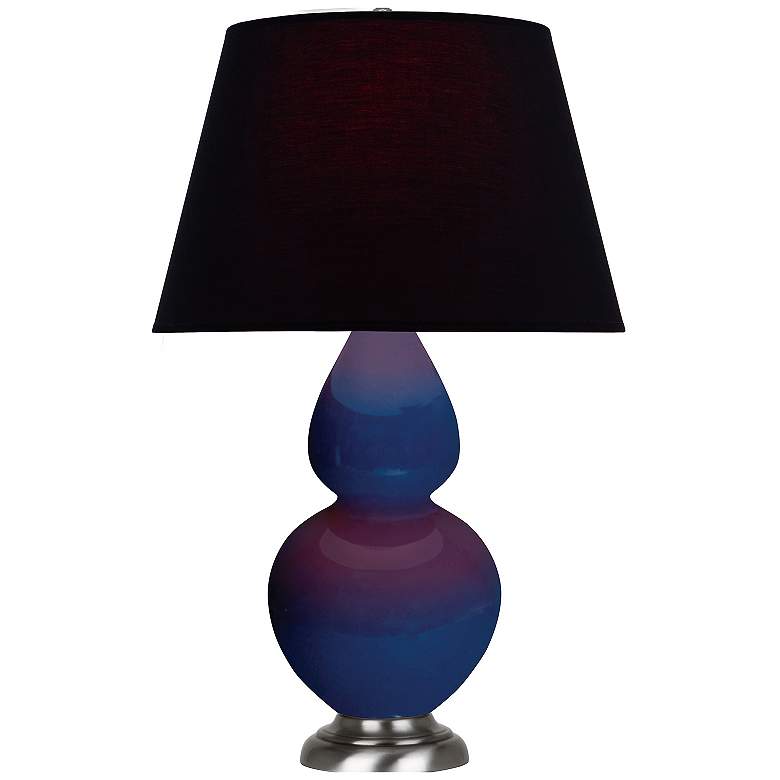Image 1 Double Gourd 31"H Cobalt And Silver Table Lamp w/ Ink And Rose Shade