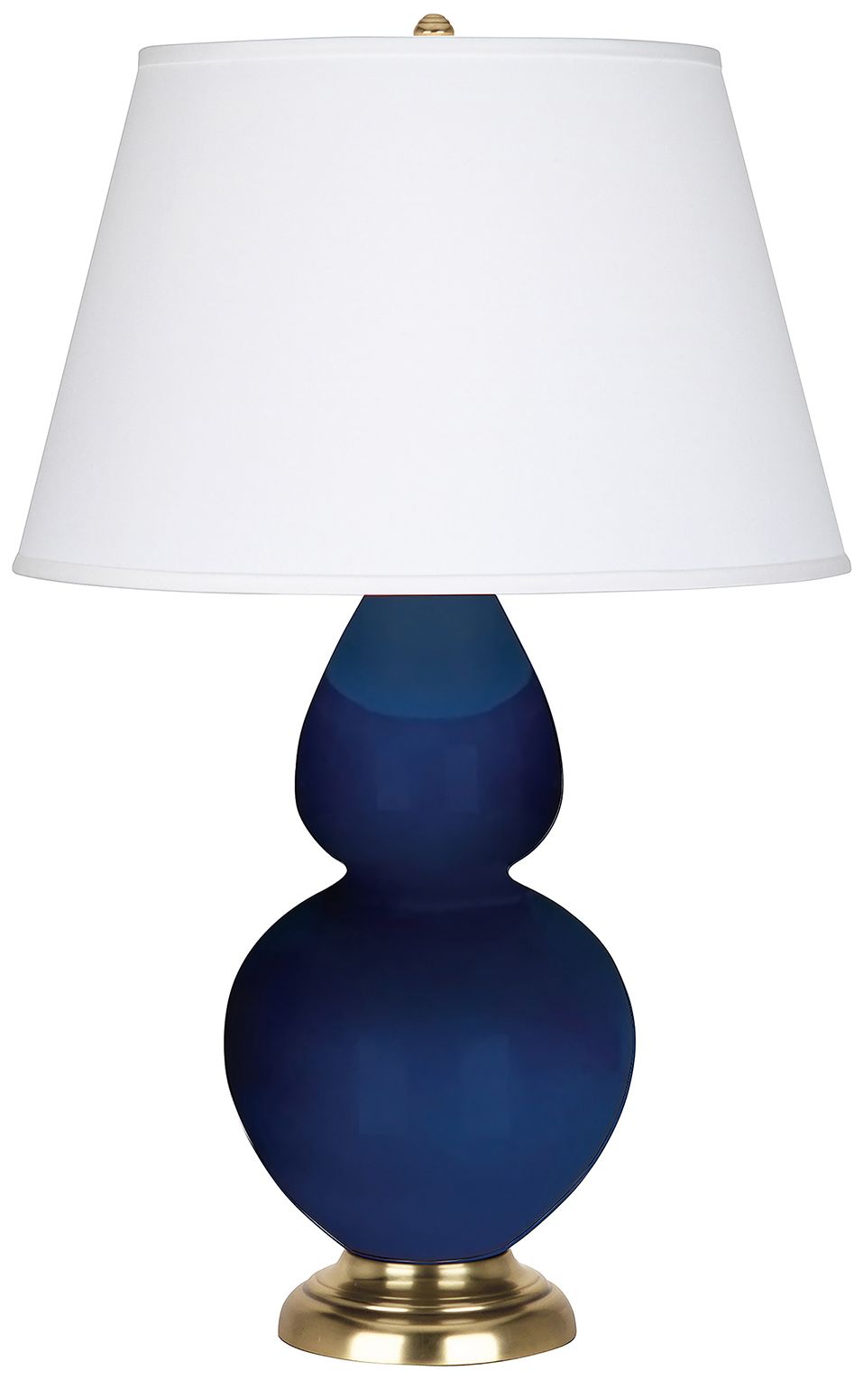 Double Gourd 31"H Cobalt & Antique Brass Table Lamp w/ Pearl Made to Order