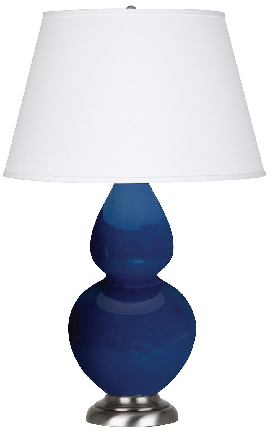 Double Gourd 31"H Cobalt & Antique Silver Table Lamp w/Pearl Made to Order