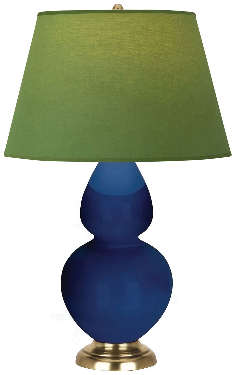 Double Gourd 31"H Cobalt & Brass Lamp w/ Tea Green & Taupe Made to Order