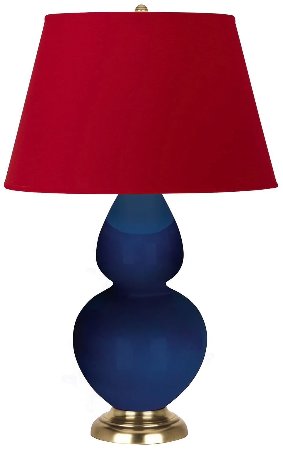 Double Gourd 31"H Cobalt & Brass Table Lamp w/ Black & Red Made to Order