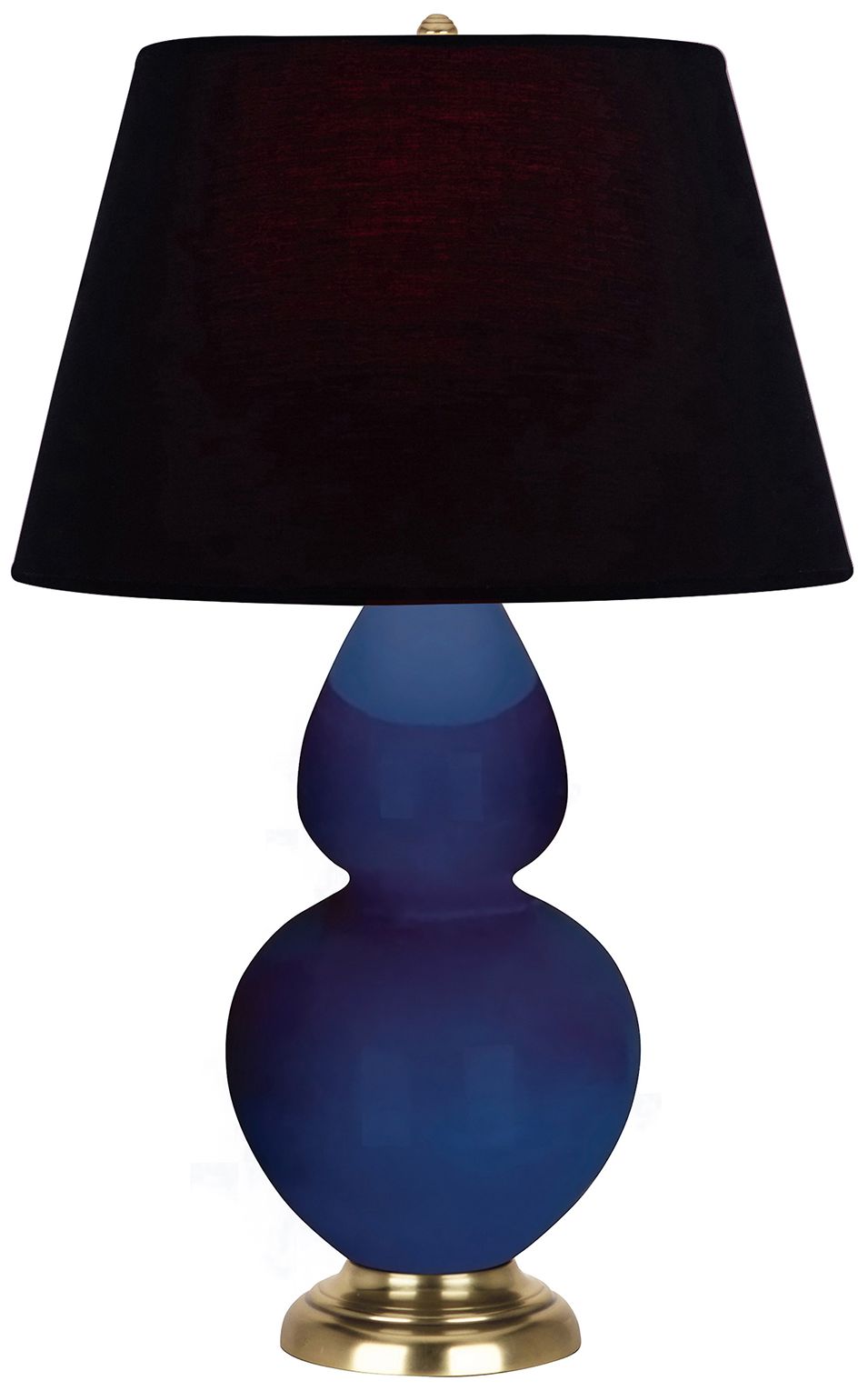 Double Gourd 31"H Cobalt & Brass Table Lamp w/ Ink & Rose Made to Order