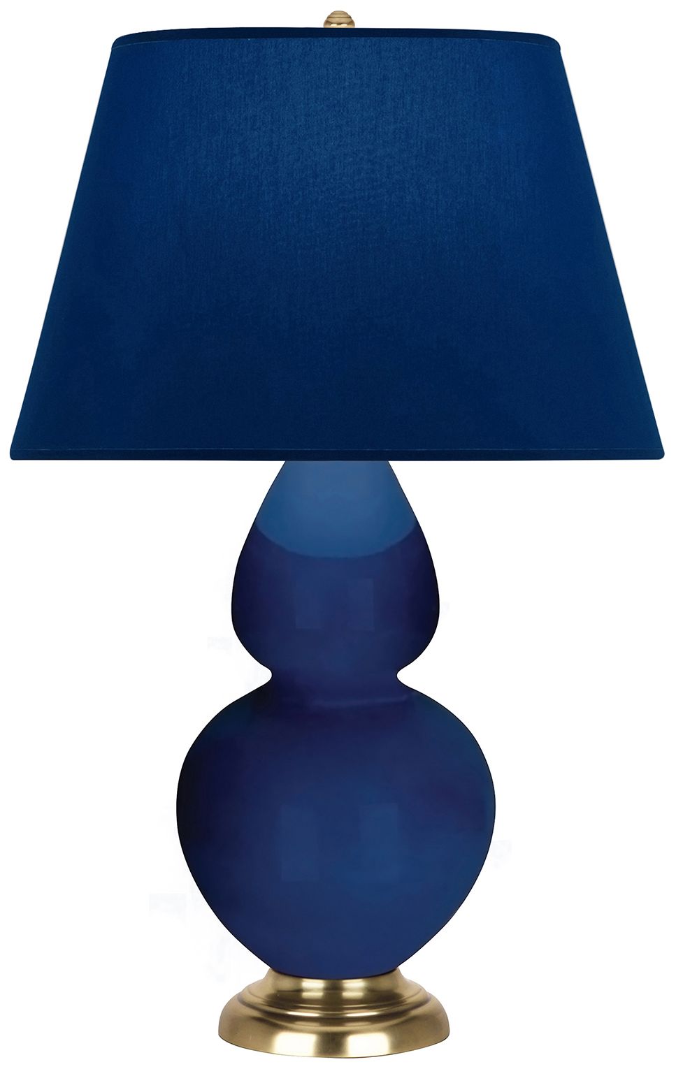 Double Gourd 31"H Cobalt & Brass Table Lamp w/ Navy & Gray Made to Order