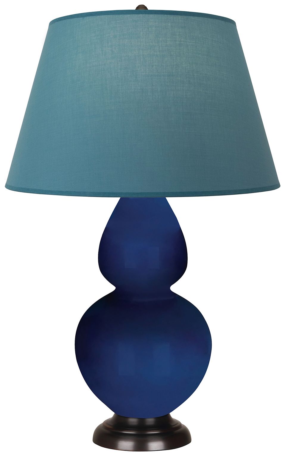 Double Gourd 31"H Cobalt & Bronze Lamp w/ Bright Blue & Gray Made to Order