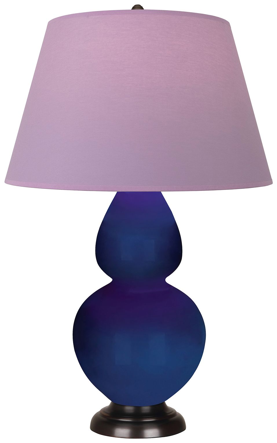 Double Gourd 31"H Cobalt & Bronze Lamp w/ Lavender & Plum Made to Order