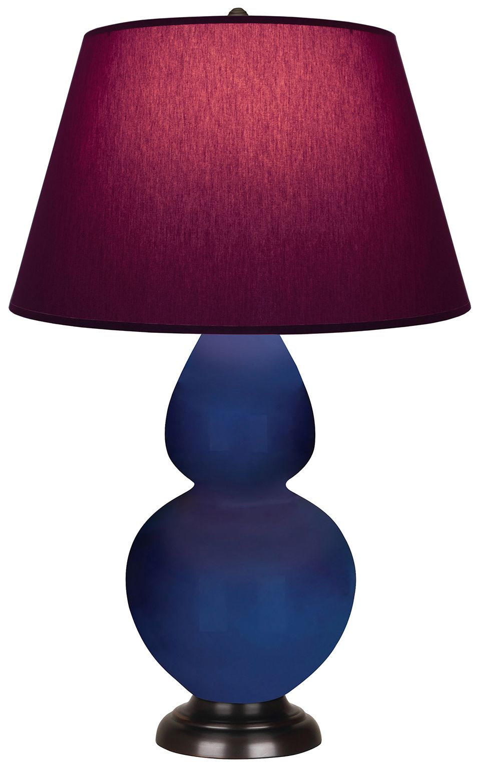 Double Gourd 31"H Cobalt & Bronze Lamp w/ Plum & Lavender Made to Order