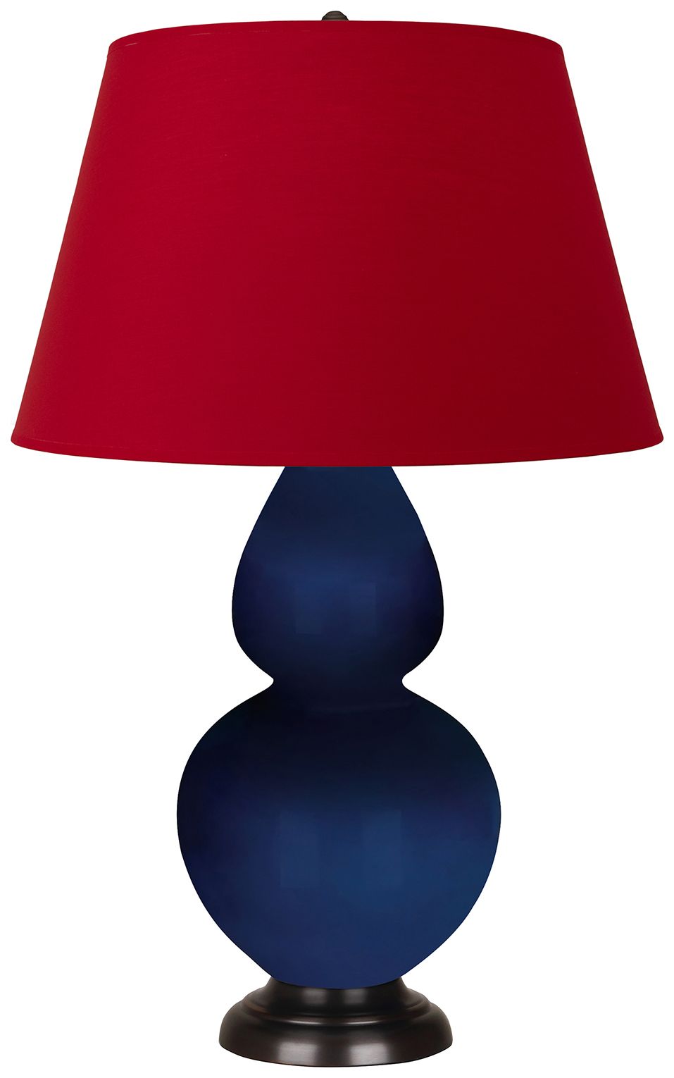 Double Gourd 31"H Cobalt & Bronze Table Lamp w/ Black & Red Made to Order