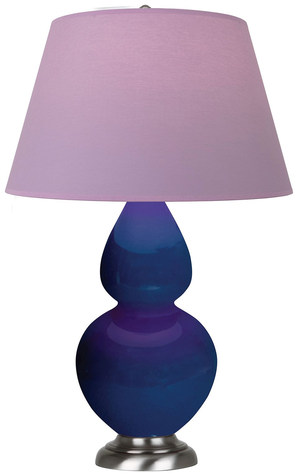 Double Gourd 31"H Cobalt & Silver Lamp w/ Lavender & Plum Made to Order
